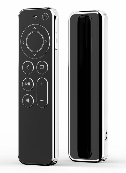 Remote Cover，TPU Soft Case Compatible with Apple Siri Remote, Prevent Scratches and Provide Drop Protection, Black with Silver Edge