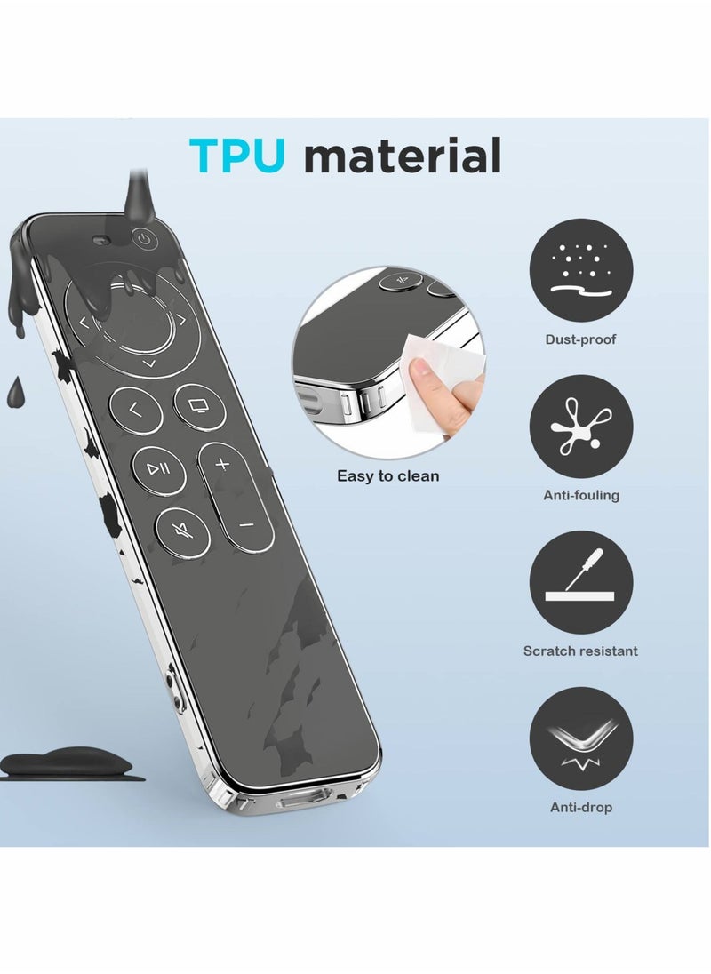 Captaintech - Remote Cover，TPU Soft Case Compatible with Apple Siri Remote, Prevent Scratches and Provide Drop Protection, Black with Silver Edge - Image 1