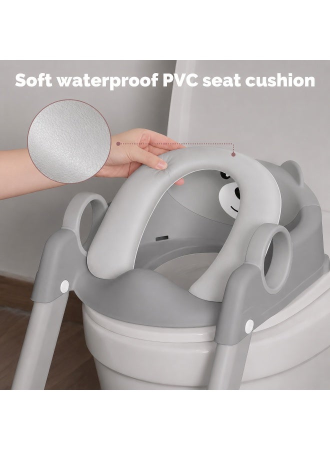 Bannuti 3 In 1 Potty Training Seat With Adjustable Ladder Folding Step Stool Anti Slip Toddler Toilet Trainer With Splash Guard - Image 5