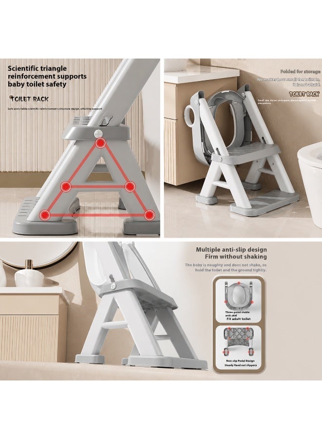 Bannuti 3 In 1 Potty Training Seat With Adjustable Ladder Folding Step Stool Anti Slip Toddler Toilet Trainer With Splash Guard - Image 4