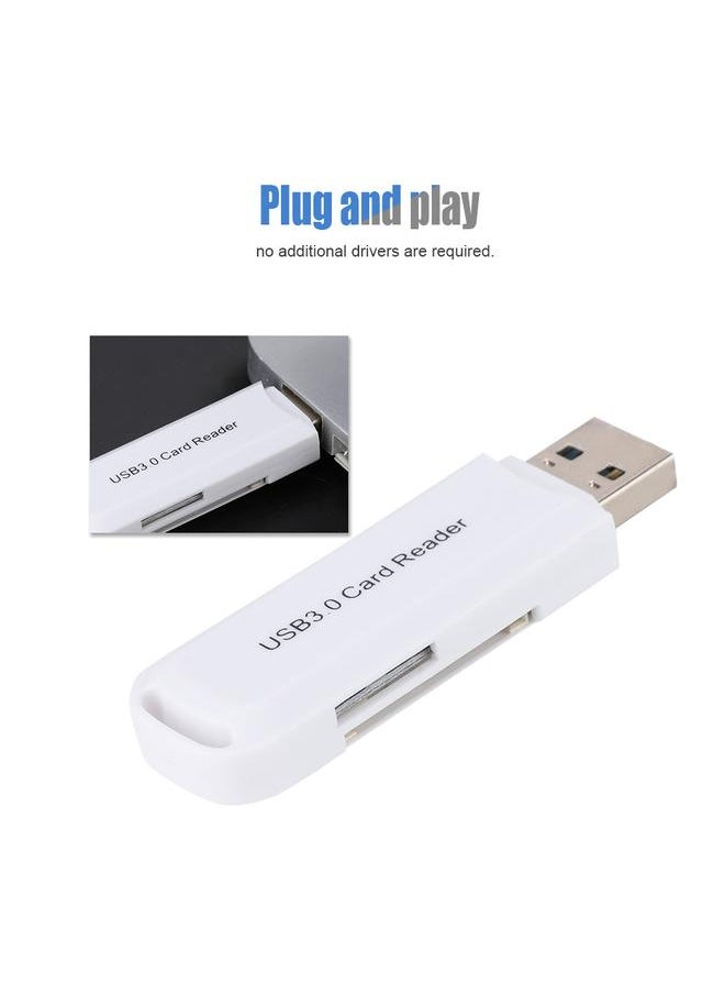 USB3.0 Secure Digital Memory Card&TF Card High Speed Multi-Functional Card Reader(White)