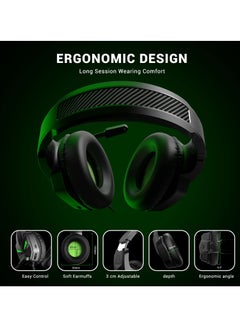 EKSA EKSA Gaming Headset for Xbox One, PS4, PC, PS5, Mobile Devices, Gaming Headset with Noise Cancelling Microphone, Over-Ear Comfortable Ear Pads, 50 mm Drivers, RGB Light  - Image 3