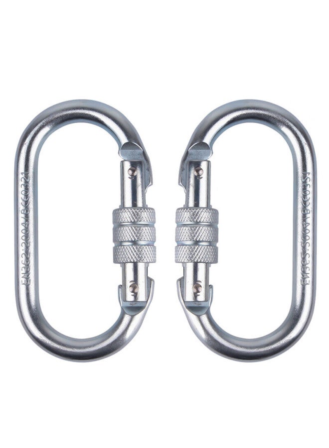 Golmud Geermu Carabiner, O-shaped Clip, Climbing And Mountaineering, Main Lock, Safety Hook, Load Capacity 2000kg, Quick-release, Outdoor Development Equipment, 2 Pieces, Silver 908 Buckle - Image 1