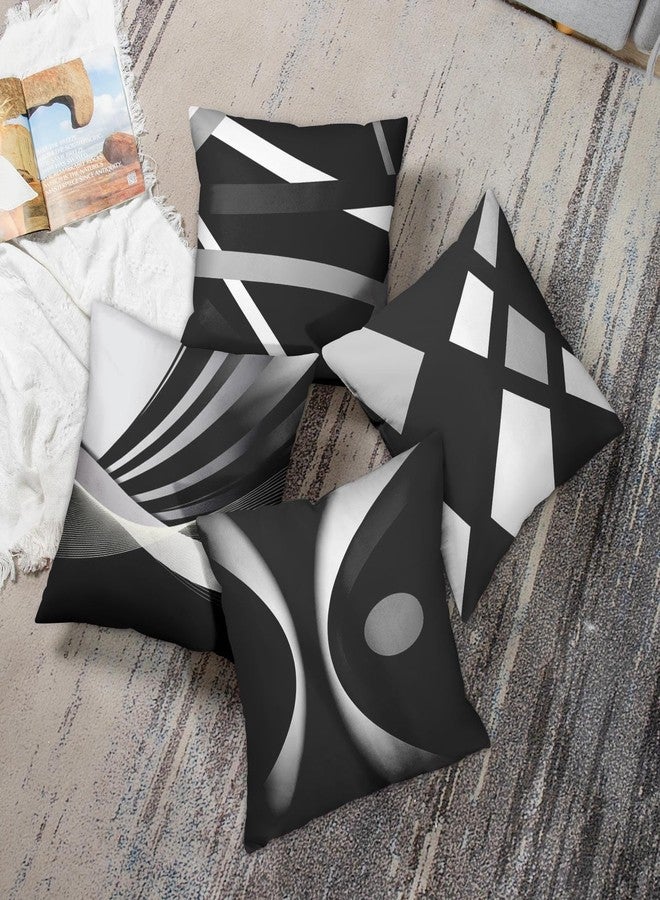 Emvency Set of 4 Black Throw Pillow Covers Modern Abstract Grey Stripes Gray White Acrylic Bold Decorative Pillow Cases Home Decor Square 20x20 Inches Pillowcases - Image 5