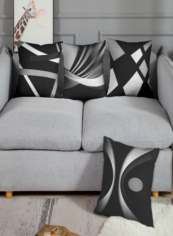 Emvency Set of 4 Black Throw Pillow Covers Modern Abstract Grey Stripes Gray White Acrylic Bold Decorative Pillow Cases Home Decor Square 20x20 Inches Pillowcases - Image 4