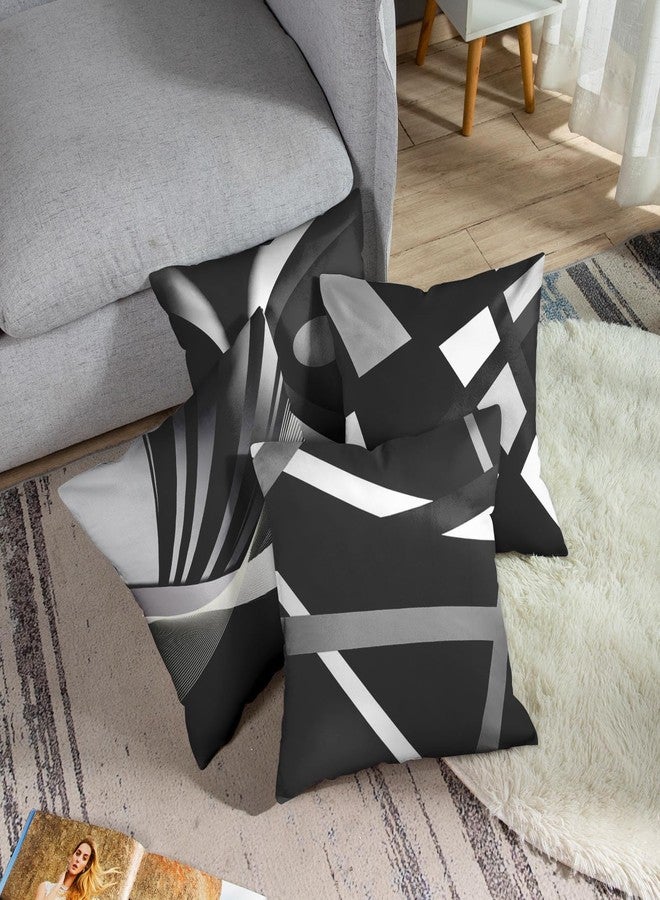 Emvency Set of 4 Black Throw Pillow Covers Modern Abstract Grey Stripes Gray White Acrylic Bold Decorative Pillow Cases Home Decor Square 20x20 Inches Pillowcases - Image 2