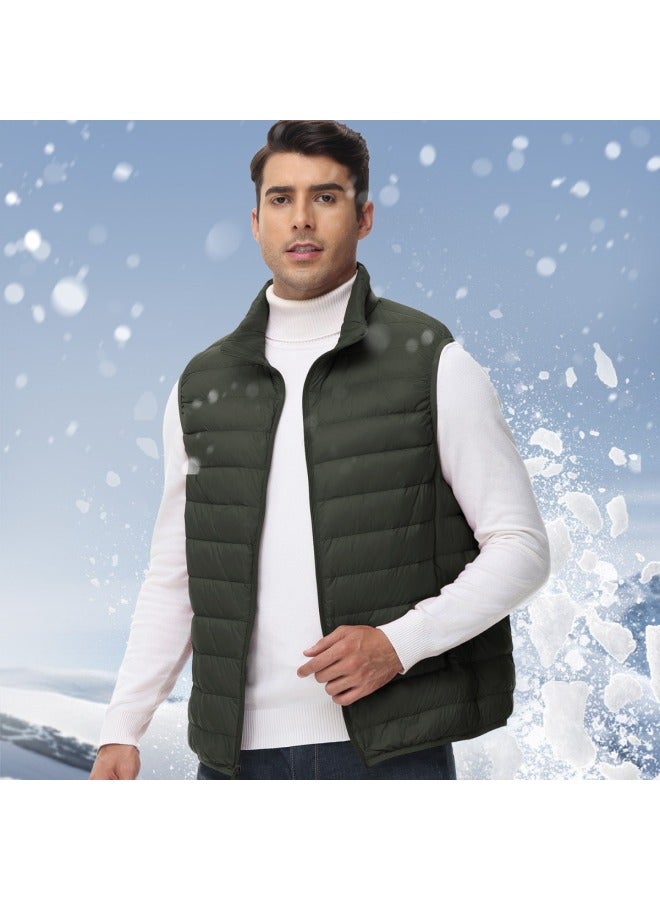 Autumn/winter Men's Down Vest Fashionable And Warm 80% White Duck Down Stand Collar Jacket Lightweight Down Coat