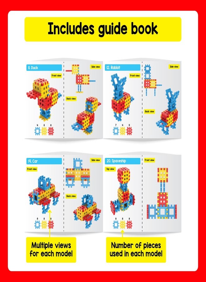 Play Panda Bloxy Type 1 Plastic Big Building Blocks for Kids with 24 Large Pieces and 20 Model Guide for Kids Creative Learning, Imagination and Skill Development - Image 3