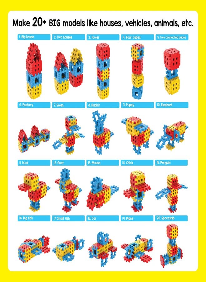 Play Panda Bloxy Type 1 Plastic Big Building Blocks for Kids with 24 Large Pieces and 20 Model Guide for Kids Creative Learning, Imagination and Skill Development - Image 4