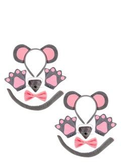 Excefore 12 Pcs Mouse Costume Set, Mouse Ears Headband Nose Tail Gloves Bow Tie Costume Accessories, Suitable for Cosplay Costume Party Decoration  - Image 1