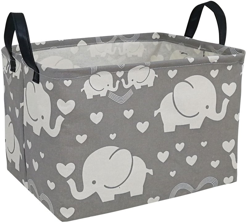 DUYIY Rectangle Kids Gift Storage Basket Shelf Storage Basket Organizer Box Clothes Laundry Hamper Toys Nursery Basket Baby Laundry Basket with Handles REClove elephant