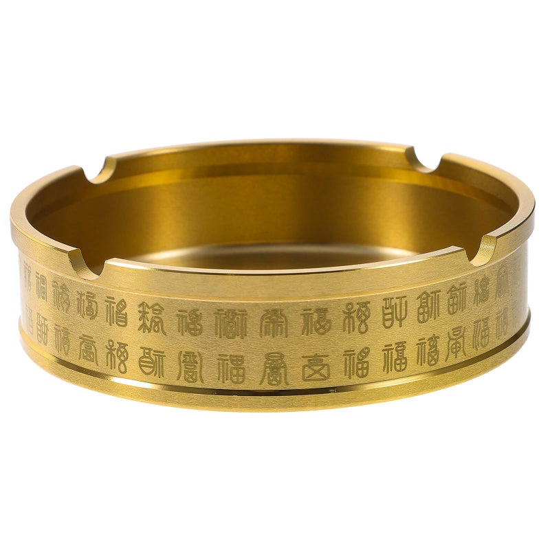 Retro Brass Round Ashtray Small Metal Decor for Home Office Tabletop - Image 2