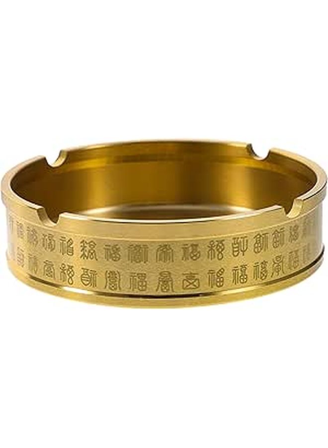 Retro Brass Round Ashtray Small Metal Decor for Home Office Tabletop - Image 1