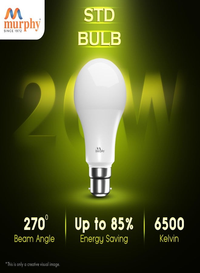 Murphy 20-Watts Base B22 LED Bulb - Pack of 4, Cool White - Image 3