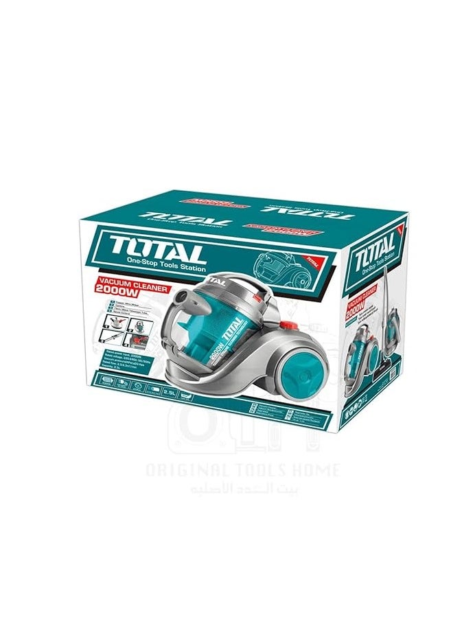TOTAL - TOTAL Vacuum Cleaner 2000W – High Suction Power, HEPA Filter, 2.5L Capacity, with Multiple Cyclone, Speed Control, and Flexible Hose for Home and Office Cleaning - Image 1