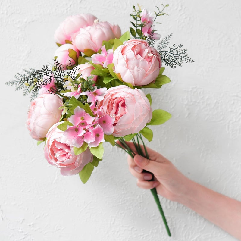 FiveSeasonStuff Vintage Artificial Peonies Silk Peony Flowers and Hydrangeas for Wedding Bridal Home DÃ©cor â€“ Beautiful Floral Centerpiece Arrangement Decoration with 2 Bouquets (Charm Pink) - Image 3
