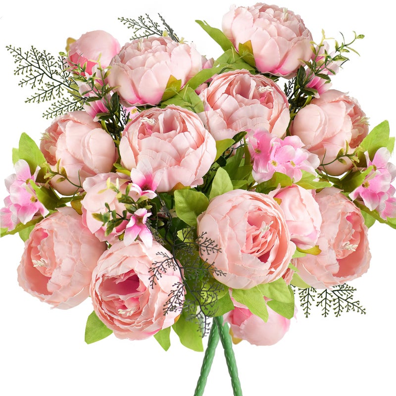 FiveSeasonStuff Vintage Artificial Peonies Silk Peony Flowers and Hydrangeas for Wedding Bridal Home DÃ©cor â€“ Beautiful Floral Centerpiece Arrangement Decoration with 2 Bouquets (Charm Pink) - Image 1