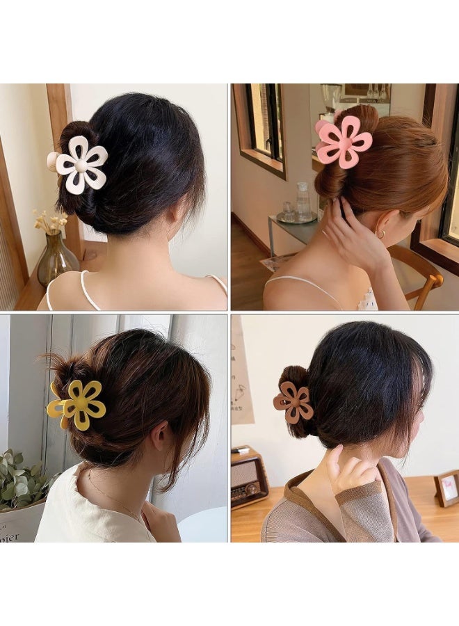 8 Pcs Flower Hair Clips for Women and Girls, Large Non-Slip Claw Clips for Thick Hair, Cute Matte Hair Claw Clamps with Strong Hold, Hair Accessories in 8 Colors - Image 4