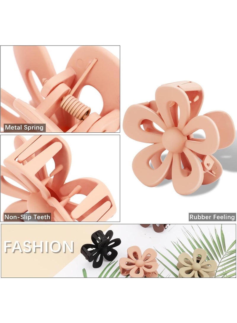 8 Pcs Flower Hair Clips for Women and Girls, Large Non-Slip Claw Clips for Thick Hair, Cute Matte Hair Claw Clamps with Strong Hold, Hair Accessories in 8 Colors - Image 3
