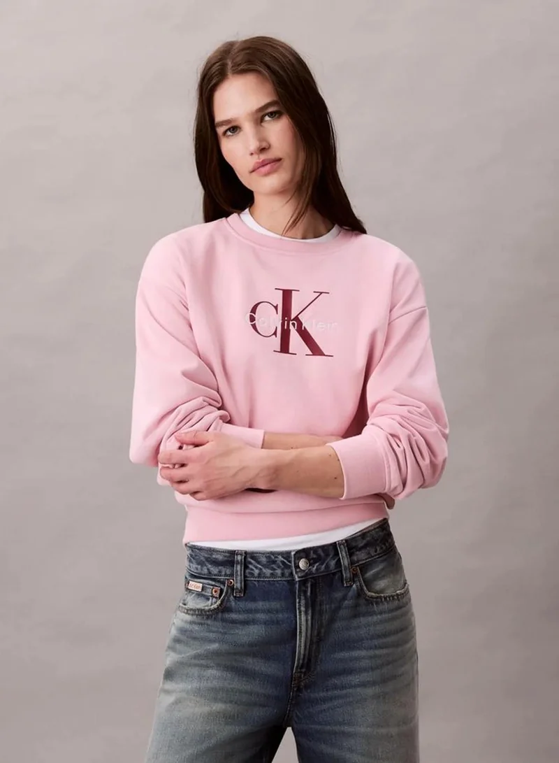 Calvin Klein Jeans Pink Nectar Cropped Monogram Sweatshirt for Women | Best Price UAE