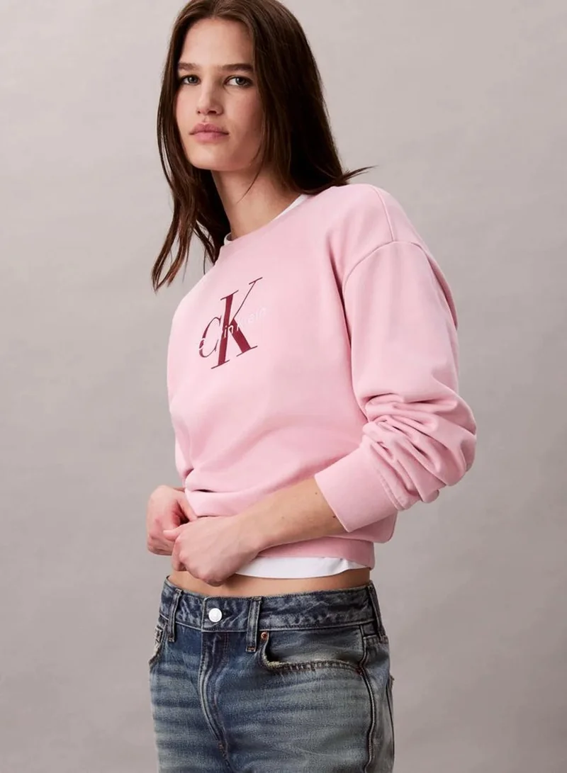 Calvin Klein Jeans Pink Nectar Cropped Monogram Sweatshirt for Women | Best Price UAE