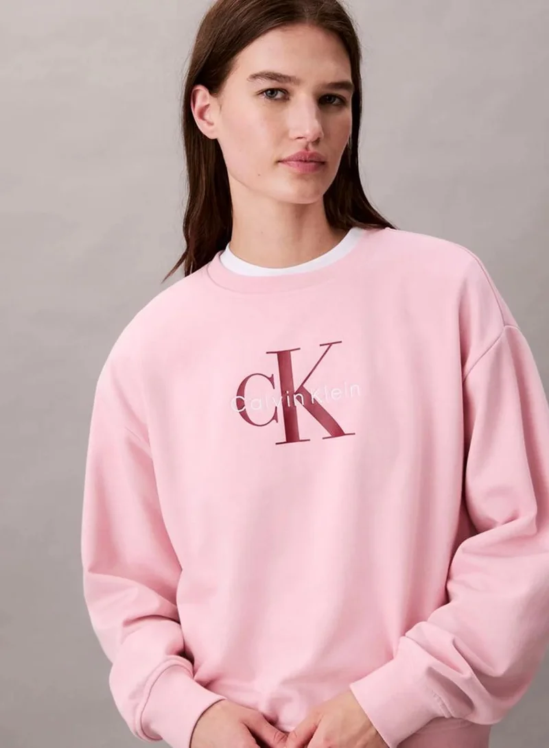 Calvin Klein Jeans Pink Nectar Cropped Monogram Sweatshirt for Women | Best Price UAE