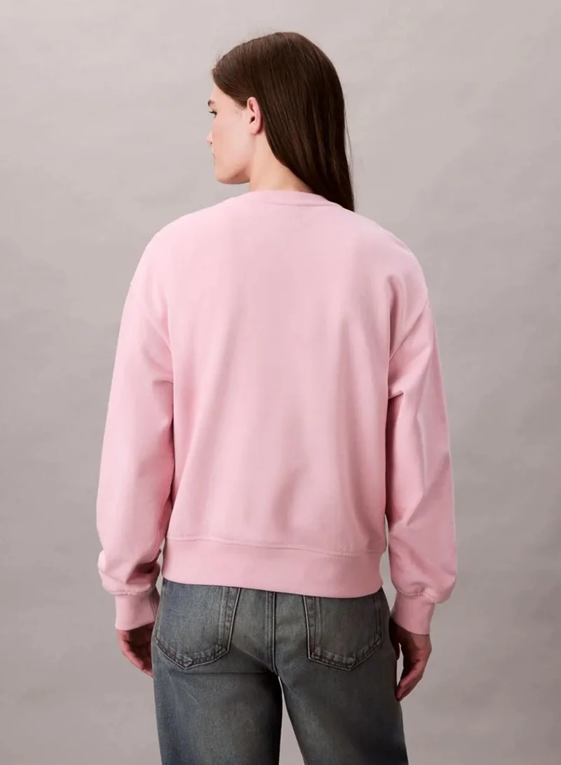 Calvin Klein Jeans Pink Nectar Cropped Monogram Sweatshirt for Women | Best Price UAE
