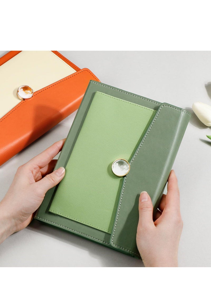 Y&D Journal Lined Notebook - 192 Numbered Pages A5 College Ruled for Writing, 100gsm Paper, Leather Hardcover, Women Men Work Office School, Meeting 6.1'' x 8.7'' Green  - Image 1