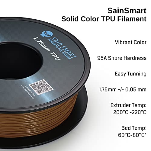 SainSmart خيوط الطباعة ثلاثية الأبعاد من ساينسمارت كراميل TPU المرنة، 1.75 مم، 0.8 كجم، دقة أبعاد +/-0.05 مم - Image 2