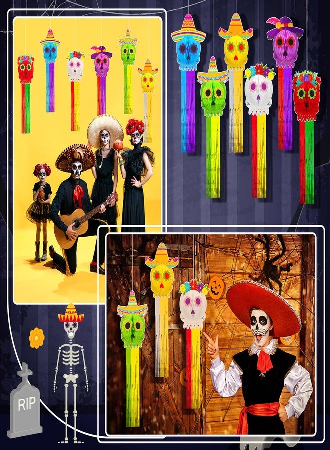 MotiMind 12 Pcs Day of the Dead Hanging Decorations - Dia De Los Muertos Sugar Skull Honeycomb Streamers for Halloween Ceiling - Home Outdoor Party Favor - Image 5