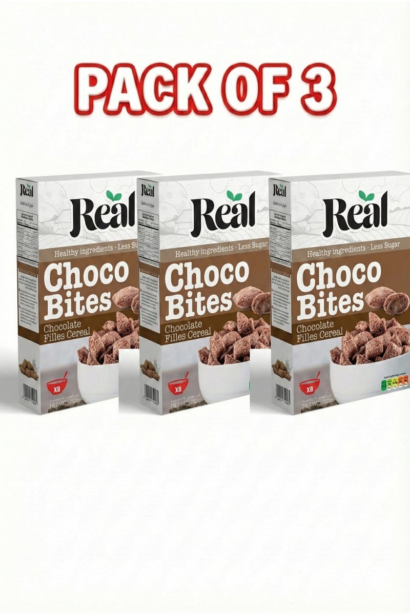 Real Pillow Bites Choco Cereal – Crunchy Peanut Butter-Filled Snack, 225g Pack (Pack Of 3) - Image 1