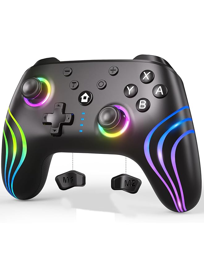 X spring Controllers Compatible With Switch 6 Axis Adjustable Turbo Wireless Switch Pro Controller With 9 Colors Rgb Led Programmable 4 Speed Dual Vibration Screenshot Wake Up Bluetooth Controller - Image 1