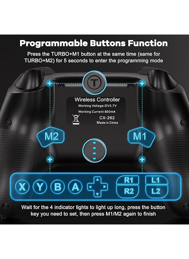 X spring Controllers Compatible With Switch 6 Axis Adjustable Turbo Wireless Switch Pro Controller With 9 Colors Rgb Led Programmable 4 Speed Dual Vibration Screenshot Wake Up Bluetooth Controller - Image 5