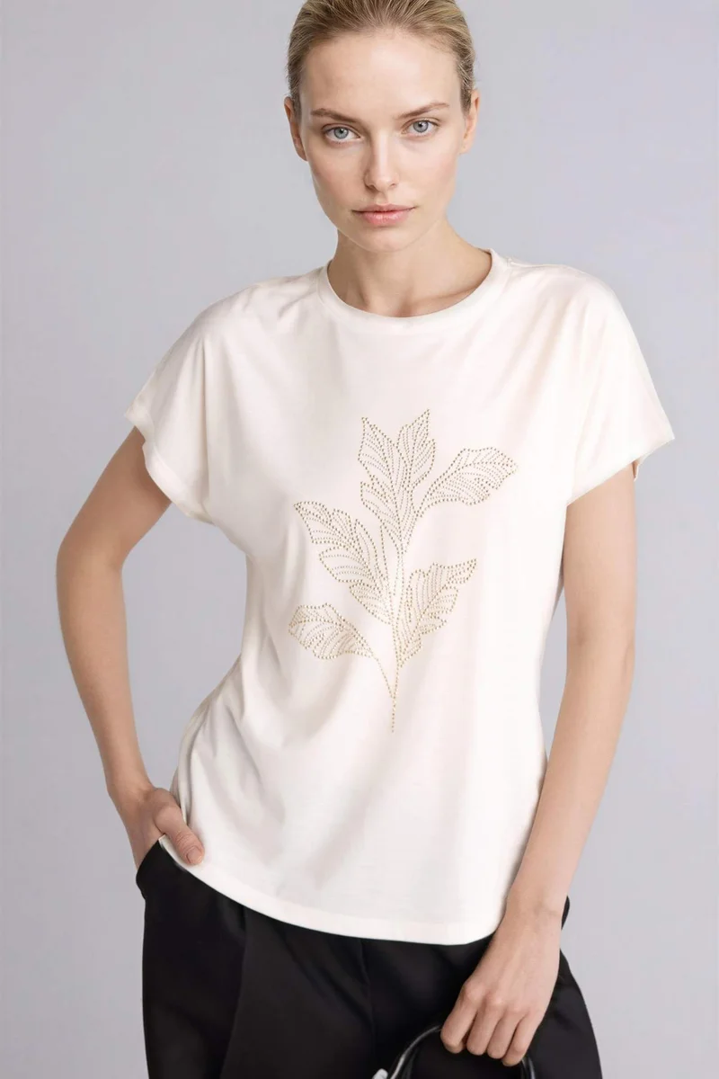 ديفاكتو Crew Neck Printed Short Sleeve T-Shirt