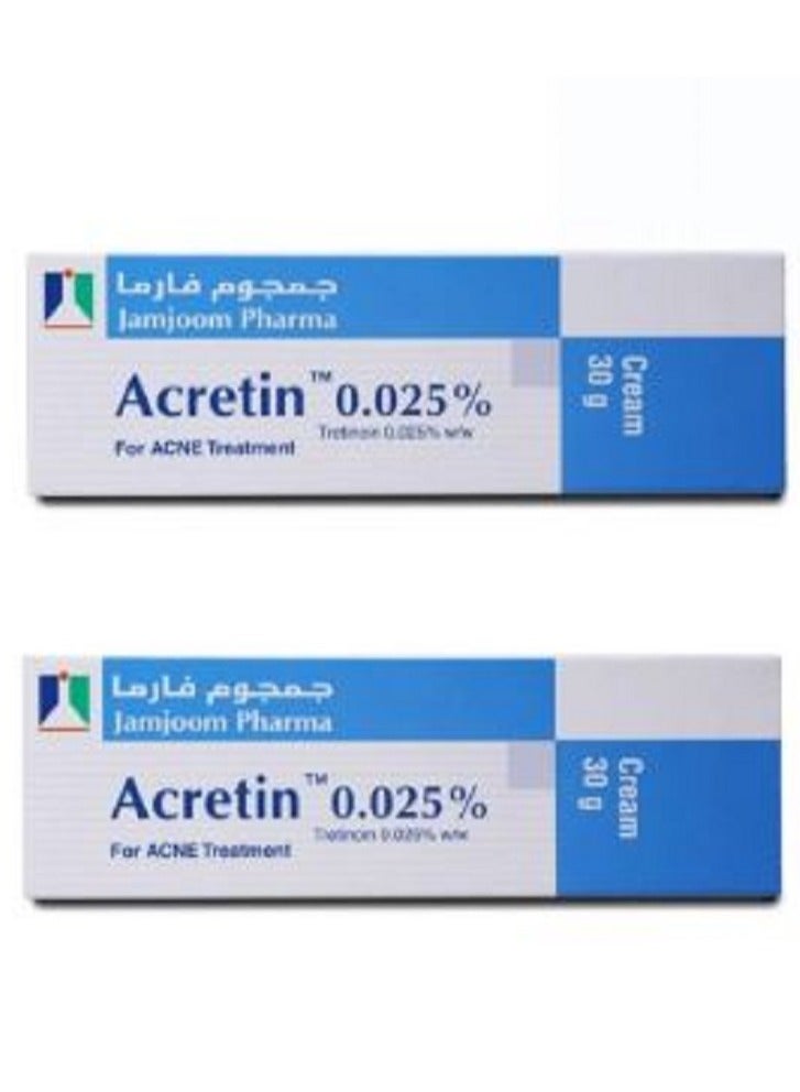 ACRETIN Pack of 2 Acretin 0.025% Cream 30g - Image 1