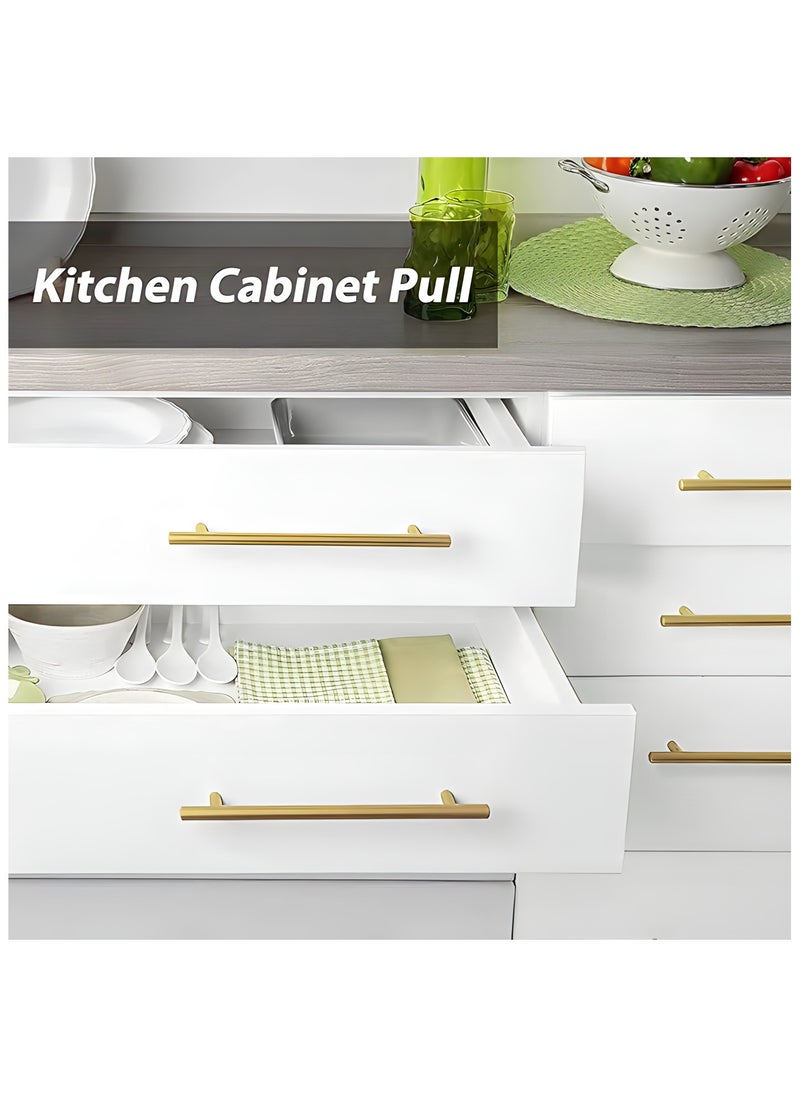 FIRST PRO 30 Pack Kitchen Cabinet Handles, 96mm Golden Brass Brushed Kitchen Door Handles, 150mm Hole Center T Bar Drawer Cupboard Handles with Screws, Kitchen Drawer Pulls- Bathroom Bedroom Wardrobe  - Image 5