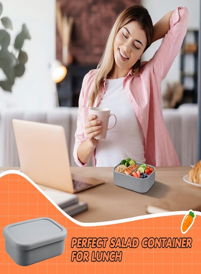 Layhit 1 Pcs Silicone Bento Box Reusable Silicone Bento Lunch Container for Adults Microwave Dishwasher Freezer Safe (3 Compartments,Dark Gray) - Image 4