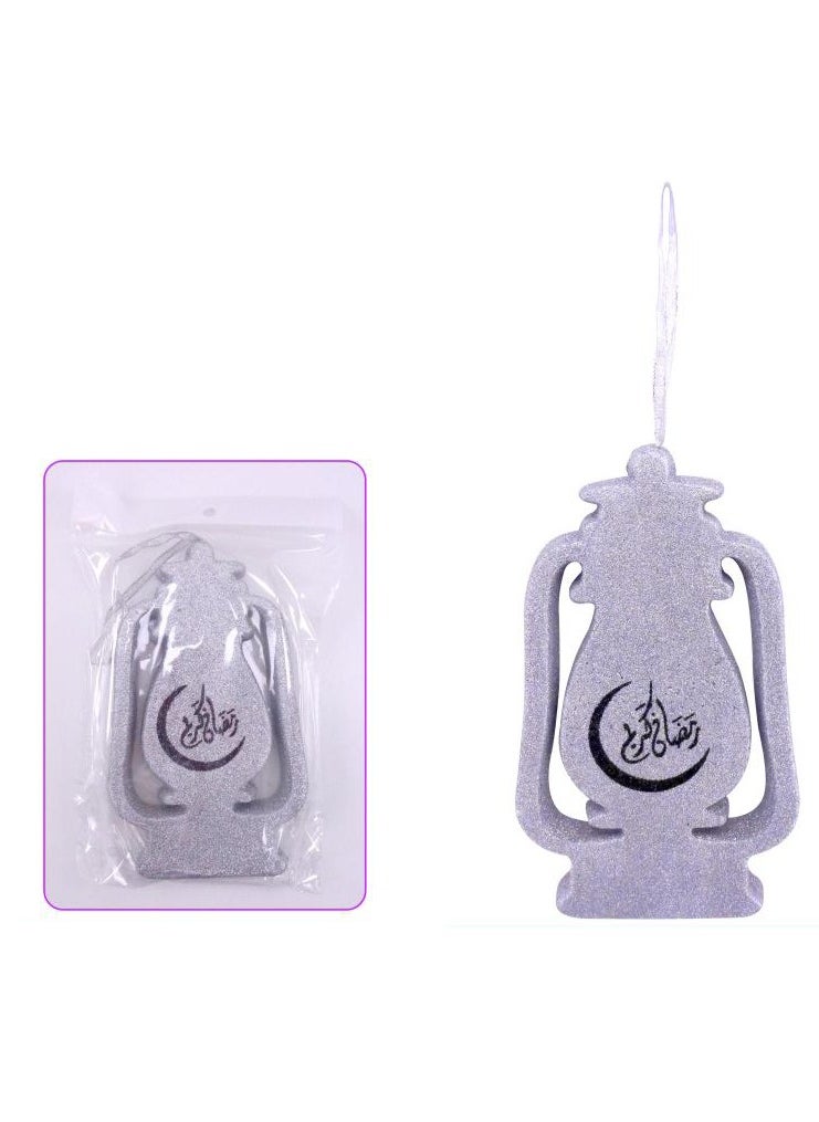 Ramadan Kareem Thermocol Fanoos 20cm, Silver Elegance to Illuminate Your Celebrations