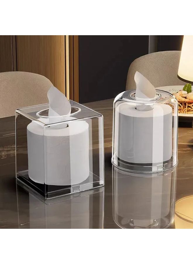 1pc Clear Plastic Square Tissue Box With Lid Over The Tank Bathroom Living Room - Image 2