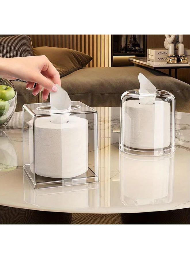 1pc Clear Plastic Square Tissue Box With Lid Over The Tank Bathroom Living Room - Image 3