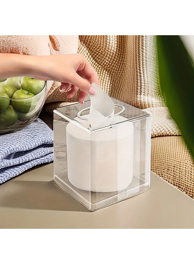 1pc Clear Plastic Square Tissue Box With Lid Over The Tank Bathroom Living Room - Image 1