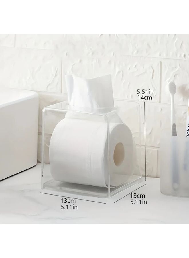 1pc Clear Plastic Square Tissue Box With Lid Over The Tank Bathroom Living Room - Image 5