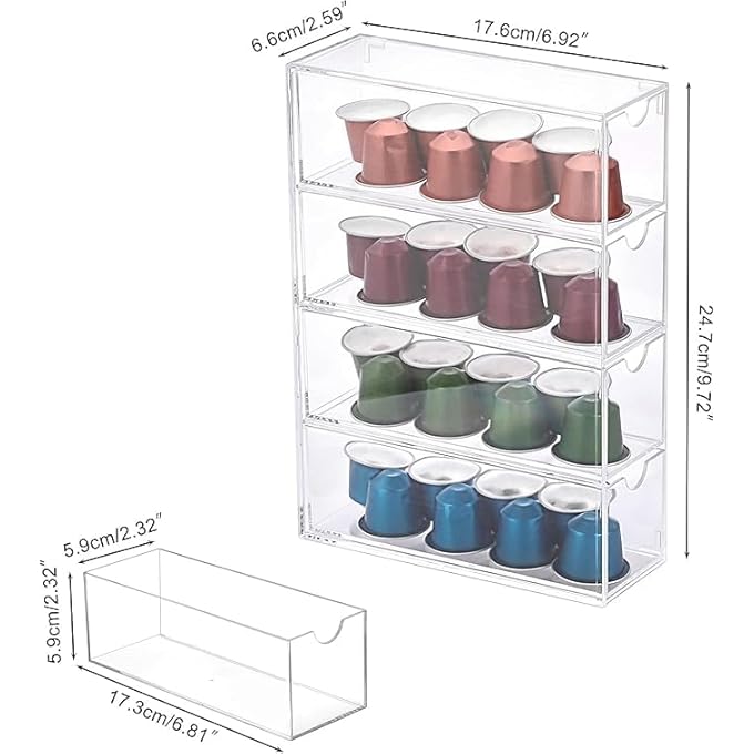 Tazweeq Coffee Pod Storage Box With 4 Drawers Transparent Acrylic Coffee Pod Storage Box Suitable For Coffee Bars And Offices - Image 3