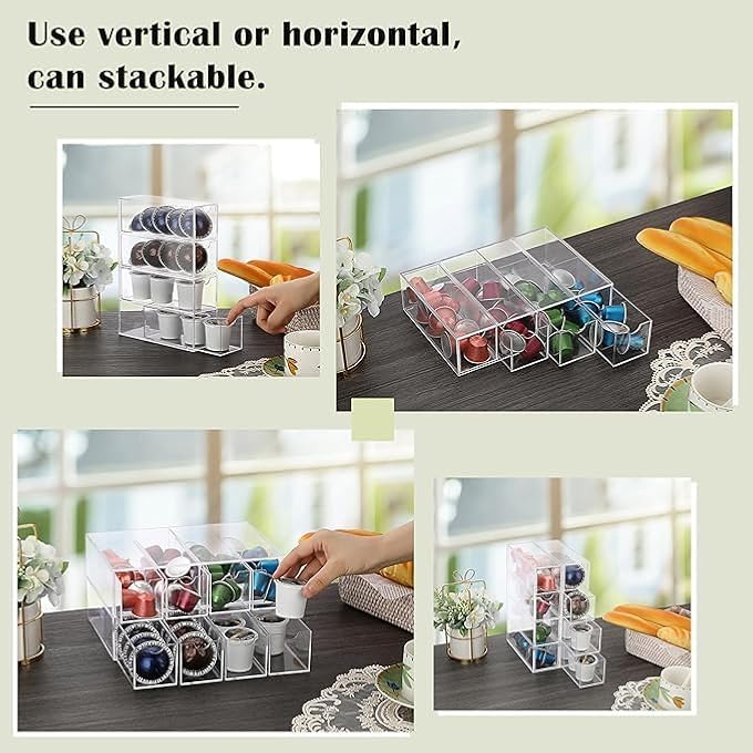 Tazweeq Coffee Pod Storage Box With 4 Drawers Transparent Acrylic Coffee Pod Storage Box Suitable For Coffee Bars And Offices - Image 4