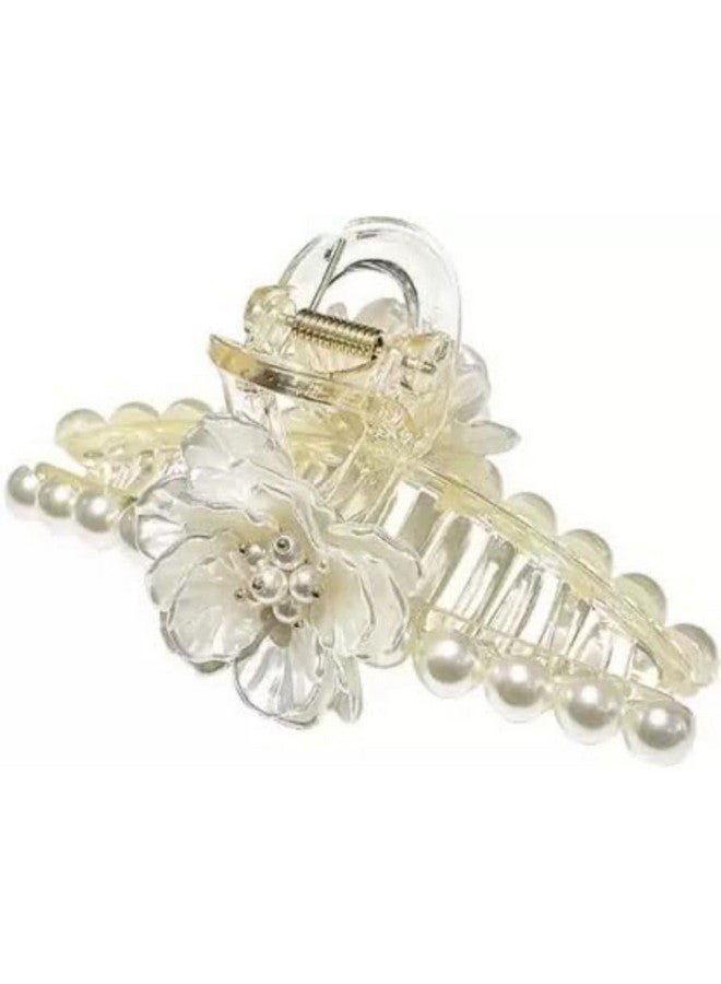 DN Creation Set of 1 Korean Fashionable Fancy Stylish Large White Pearl Hair Claw Clips Clutches Barrettes Hair Accessories and Girls - Image 4