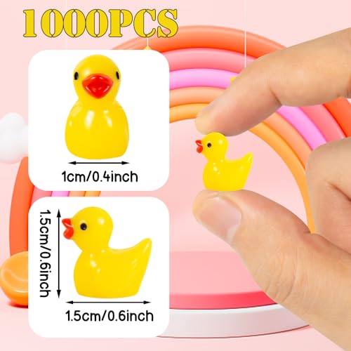 ONLYFU 1000Pcs Mini Resin Ducks Bulk Tiny Duck Figurine for Fairy Garden Landscape Aquarium Potted Plant Decoration Prank Game DIY Ornament Party to Hide Miniature Dollhouse Accessories Yellow - Image 5
