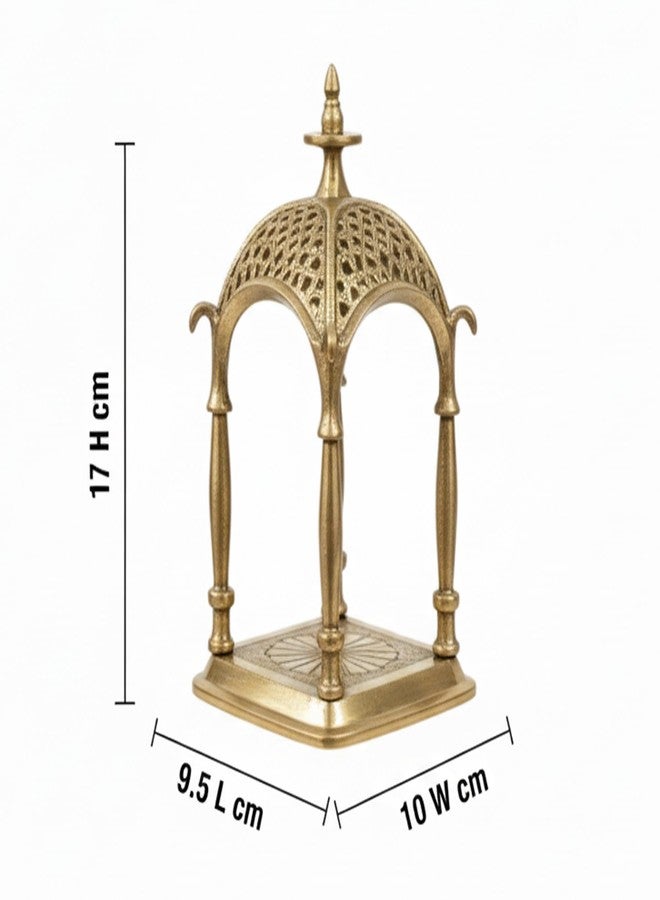 ESPLANADE Brass Mandir Temple for Pooja, 6.7" Small Mandir for Puja Idols, Home Decoration Sculpture, Rustic Décor for Living Room Office Table, Brass Decoration Items for Home and Temple - Image 5