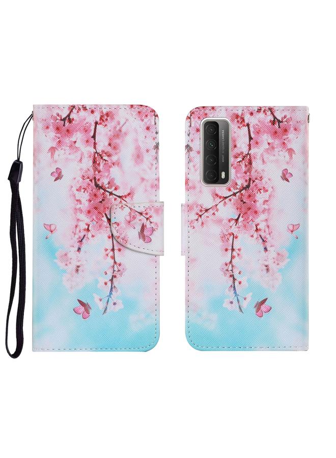 إيدويي جراب لهاتف Huawei P Smart 2021 / Y7a، جراب جلدي من البولي يوريثان قابل للطي أفقيًا بنمط رسم ملون مع حامل وفتحات للبطاقات ومحفظة وحبل تعليق - Image 1