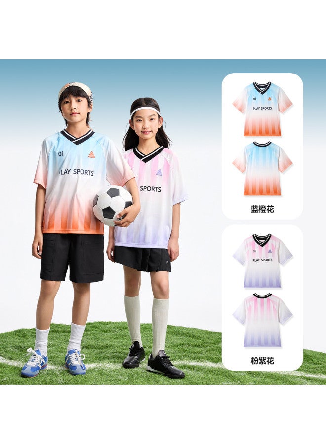 Annil تي شيرت آيس تاتش للأطفال 2025 صيف جديد قميص كرة سلة بتدرج لون V-neck للأولاد والبنات - Image 4