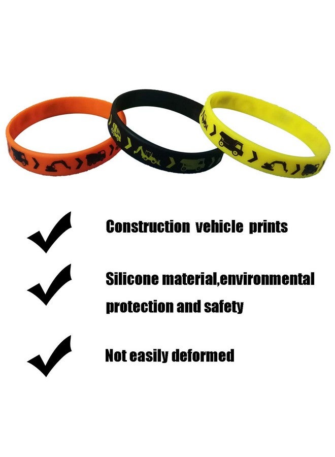 CupaPlay 24Pcs Construction Zone Party Favors Rubber Bracelets Construction Birthday Party Supplies Car Decorations Goodie Bag Stuffers Slicone Wristbands - Image 4
